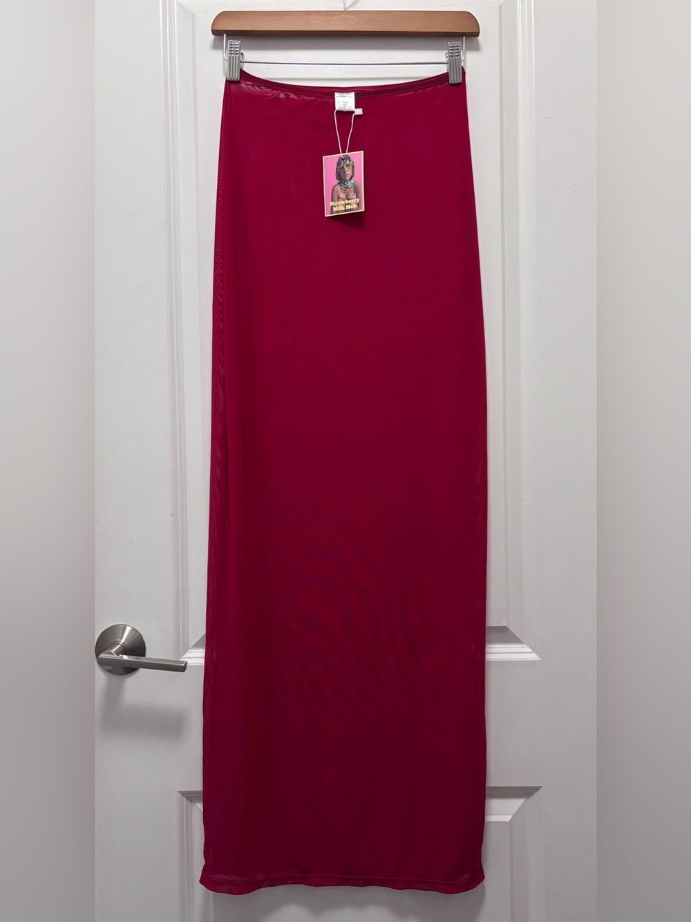 2/$25 Strawberry Milk Mob Deep Raspberry Maxi Skirt - Picture 5 of 8